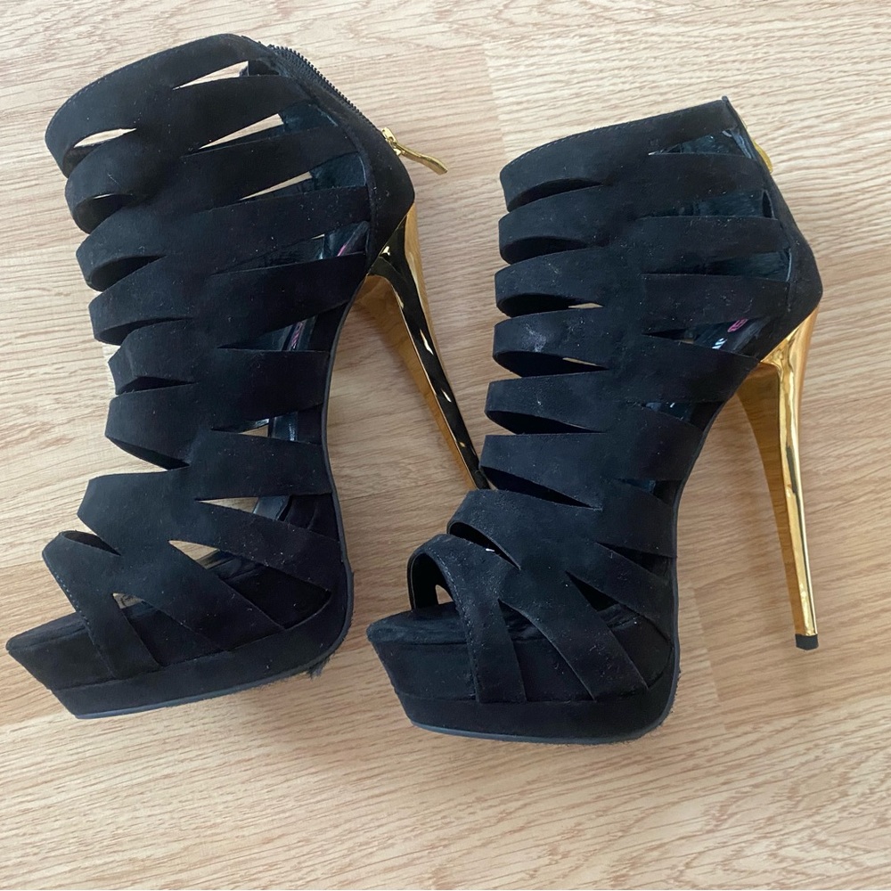 Black and Gold Women's Heels
